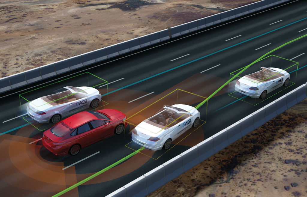 Graphic showing ASI's autonomous vehicle swarm testing